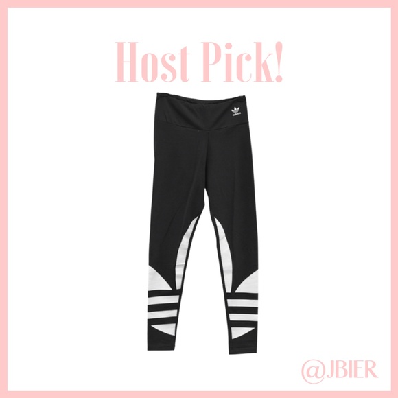 Adidas Black Logo Leggings - Picture 1 of 10
